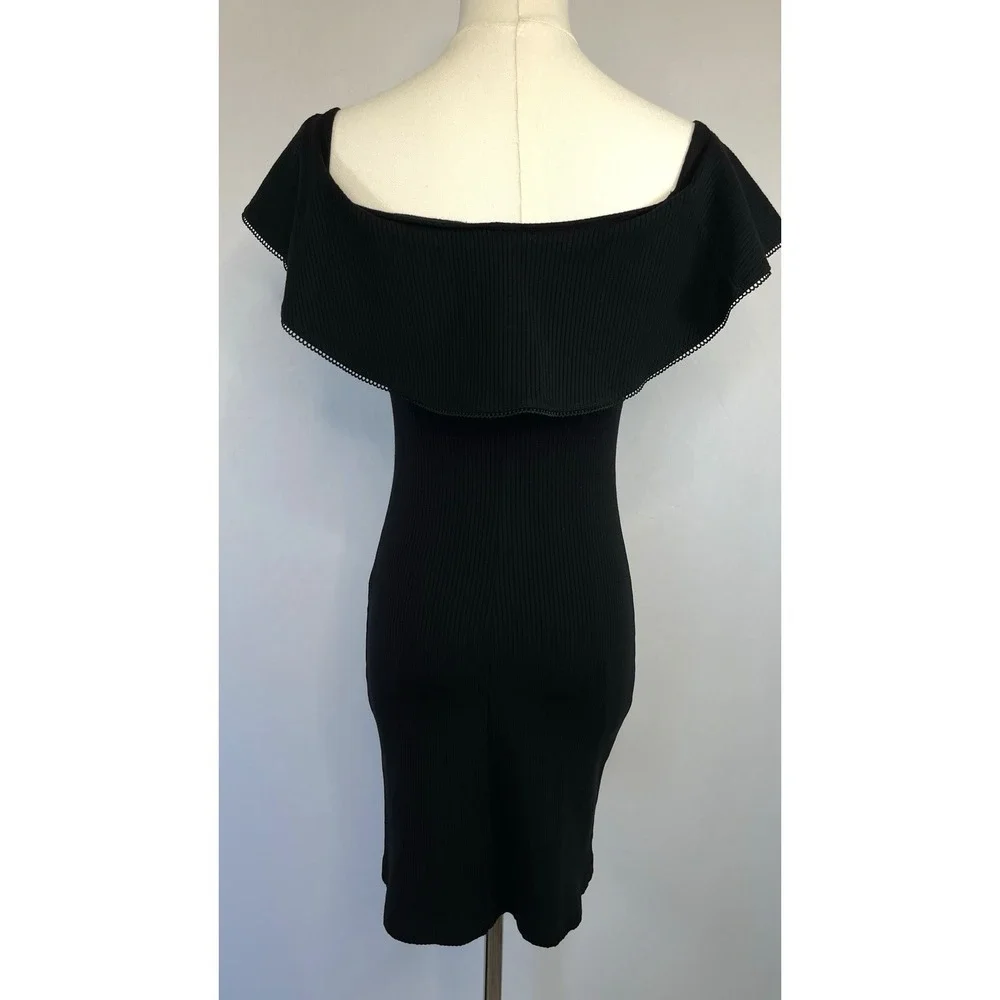Reformation Womens Off The Shoulder‎ Mini Bardot Dress Size S Black Stretch